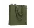 Eco-cotton tote bag with long handles and bottom gusset, 220 g/m2 colour green