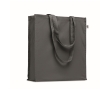 Eco-cotton tote bag with long handles and bottom gusset, 220 g/m2 colour dark grey