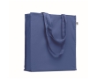 Eco-cotton tote bag with long handles and bottom gusset, 220 g/m2 colour royal blue