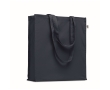 Eco-cotton tote bag with long handles and bottom gusset, 220 g/m2 colour navy-blue