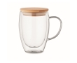 Double-walled cup with bamboo lid, 300 ml colour transparent
