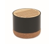 Wireless speaker with cork base and bamboo details colour black