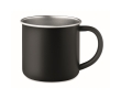 Recycled stainless steel mug with metallic rim, 300 ml colour black