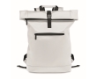 Rolltop backpack for laptop made of soft faux leather, 15'' colour white