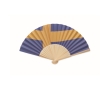 Bamboo fan with various European flag prints colour blue