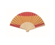 Bamboo fan with various European flag prints colour red