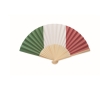 Bamboo fan with various European flag prints colour green