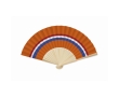 Bamboo fan with various European flag prints colour orange
