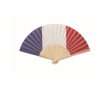 Bamboo fan with various European flag prints colour royal blue