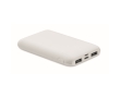 Rectangular power bank made from recycled ABS, 5,000 mAh colour white