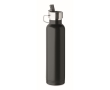 Recycled stainless steel thermal bottle with straw and handle, 660ml colour black