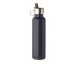 Recycled stainless steel thermal bottle with straw and handle, 660ml colour navy-blue