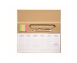 Weekly planner with blue ink pen, ruler, and stickers colour beige