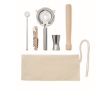 Cocktail kit with 5 essential tools in a cotton bag colour beige