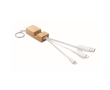 Bamboo keyring with phone stand and chargers colour wood