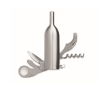 Pocket opener in the shape of a wine bottle with blades colour matt silver