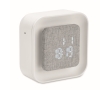 Square ABS alarm clock with adjustable ambient light colour white