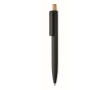 Monochrome pen with bamboo push-button and blue ink colour black