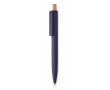 Monochrome pen with bamboo push-button and blue ink colour blue