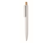 Monochrome pen with bamboo push-button and blue ink colour white