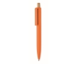 Monochrome pen with bamboo push-button and blue ink colour orange