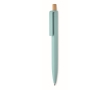 Monochrome pen with bamboo push-button and blue ink colour light blue