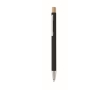 Recycled aluminium pen with bamboo click, blue ink colour black