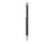 Recycled aluminium pen with bamboo click, blue ink colour blue
