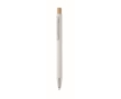 Recycled aluminium pen with bamboo click, blue ink colour white