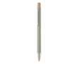 Recycled aluminium pen with bamboo click, blue ink colour mint green