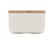 Lunchbox made from corn with bamboo lid and elastic closure, 1L colour white