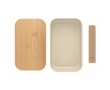 Lunchbox made from corn with bamboo lid and elastic closure, 1L colour beige