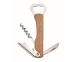 Bamboo bottle opener with dual openers, corkscrew, and cutter colour wood