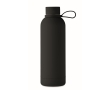 Recycled stainless steel thermal bottle with rubber finish, 500ml colour black
