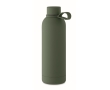 Recycled stainless steel thermal bottle with rubber finish, 500ml colour dark green