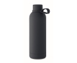 Recycled stainless steel thermal bottle with rubber finish, 500ml colour navy-blue