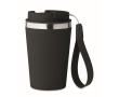 Stainless steel thermal cup with carry strap, 350ml colour black