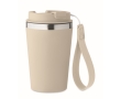 Stainless steel thermal cup with carry strap, 350ml colour beige