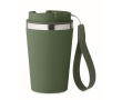 Stainless steel thermal cup with carry strap, 350ml colour dark green