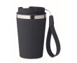 Stainless steel thermal cup with carry strap, 350ml colour navy-blue