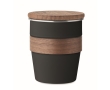 Stainless steel cup with removable wooden detail, 350ml colour black