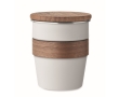 Stainless steel cup with removable wooden detail, 350ml colour white
