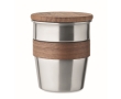 Stainless steel cup with removable wooden detail, 350ml colour matt silver