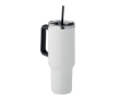 Recycled stainless steel thermal cup with straw, 1.2L colour white