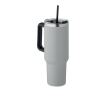 Recycled stainless steel thermal cup with straw, 1.2L colour grey