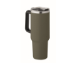 Recycled stainless steel thermal cup with straw, 1.2L colour dark green