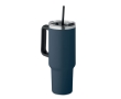 Recycled stainless steel thermal cup with straw, 1.2L colour navy-blue