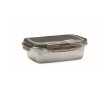Recycled stainless steel lunchbox with 4 locks, 850ml colour transparent grey
