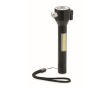 Emergency flashlight with hammer, cutter, and COB light colour black