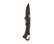Folding aluminium knife with carabiner on top colour black